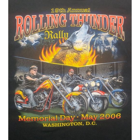 Rolling Thunder Motorcycle Rally 2006 Mens XL T Shirt Black Washington DC Wolf - Picture 4 of 6